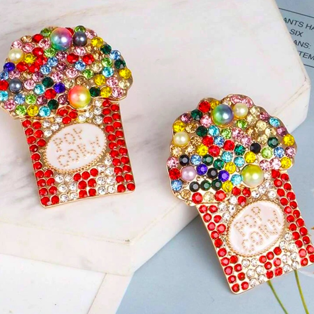 Gemstone Popcorn Earrings